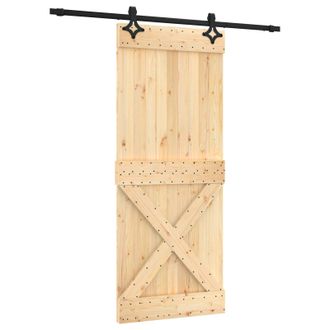 vidaXL Puerta Corredera 85 X 210 Cm Natural Y Negro Vidaxl