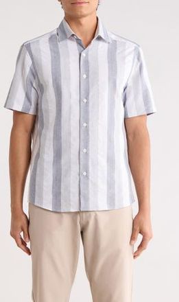 Robert Barakett Edburg Short Sleeve Woven Shirt in Grey at Nordstrom Rack, Size Xx-Large