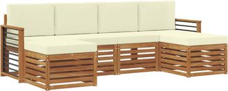 vidaXL Conjunto De Sof&aacute;s De Exterior 6 Uds. Natural Y Crema Vidaxl