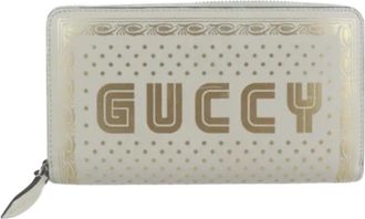 Gucci Tweedehands leren portemonnees - Dames - Vintage Accessoires - Beige - ONE Size - Vintage