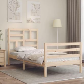 Berkfield Home Bed Frame with Headboard 100x200 cm Solid Wood in Brown