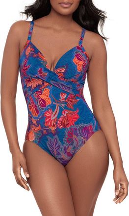 Miraclesuit Captivate Underwire One-Piece Swimsuit in Blue Multi at Nordstrom, Size 16