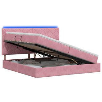 vidaXL Cama De Almacenamiento Led Con Colch&oacute;n Rosa 200 X 200 Cm Vidaxl