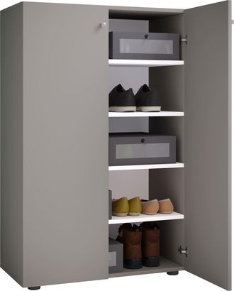 ebuy24 Ebuy24 - Gabinete De Zapato De Madera Vcm Dimensiones: Al. 110 X An. 70 X T. 39 Cm Gabinete Todo Uso 5 Compartimentos 2 Puertas Giratorias- Lona (gris
