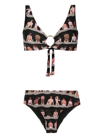 Amir Slama Bikini con stampa grafica - Nero