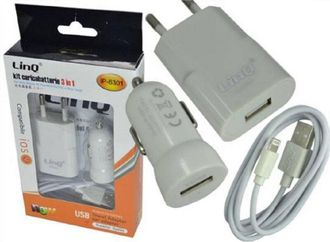 Trade Shop Trade Shop - Kit Cargador 3 En 1 Adaptador Coche Cable Usb Lightning 1 M Ip-6301