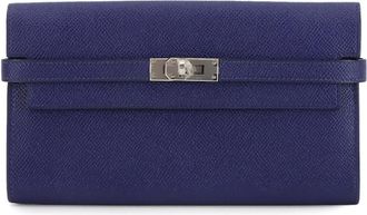 Herm&egrave;s Blue Epsom Leather Long Wallet (Bi-Fold) (Pre-Owned)