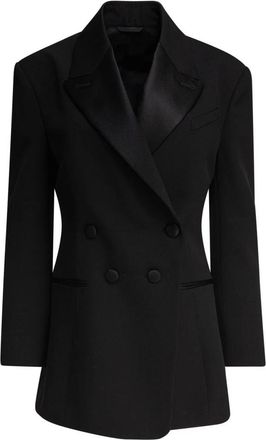 Givenchy Double-Breasted Revers Blazer - Dames - Blazers - Zwart - M - Leer - Jassen