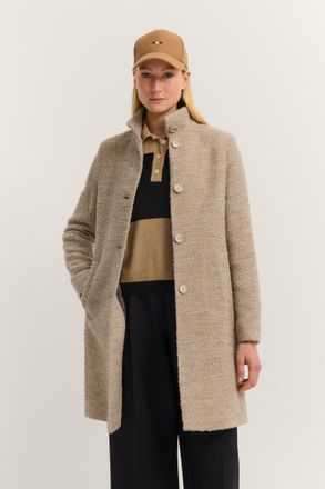 Bugatti Wollmantel BUGATTI Modern Fit, Damen, Gr. 38, beige (40, beige), 52% Polyester, 25% Polyacryl, 23% Wolle, unifarben, normal, normaler Saum, M&auml;ntel Wol