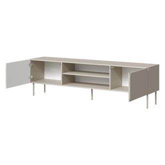 Dmora Mueble Para Tv Cesara: Un Estante, 2 Puertas, Con Patas De Metal, 200x42x57h Cm Beige