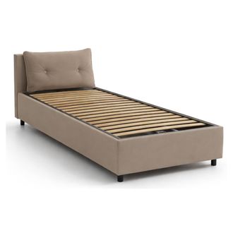 Dmora Dmora - Cama Individual Dabal, Cama Contenedor Con Tapizado En Ecopiel, 100% Made In Italy, Apertura Lateral, Adecuado Para Colch&oacute;n 80x190 Cm, T&oacute;rtola