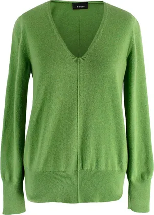 Akris Green Cashmere V-Neck Sweater Size S