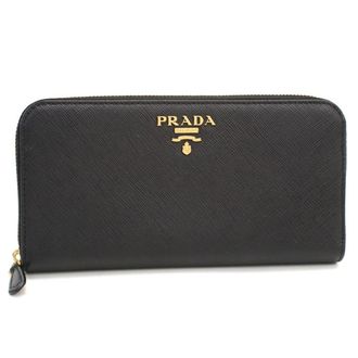 Prada Black Leather Long Wallet (Bi-Fold) (Pre-Owned)