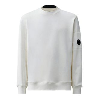 C.P. Company Sweatshirts, male, White, Size: 2XL Crewneck Sweatshirt in Diagonal Raised Fleece