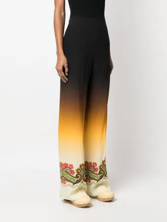 Etro Graphic-Print Ombr&eacute; Trousers - Black