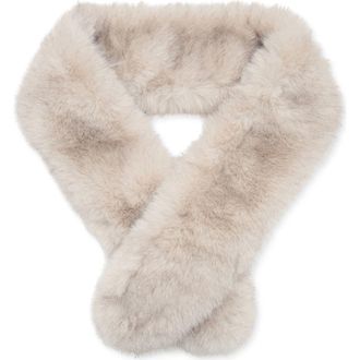 Mango Faux Fur Shawl Scarf in Beige at Nordstrom