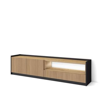 Skraut Home Mueble tv efecto madera roble y negro 207x37x50cm led