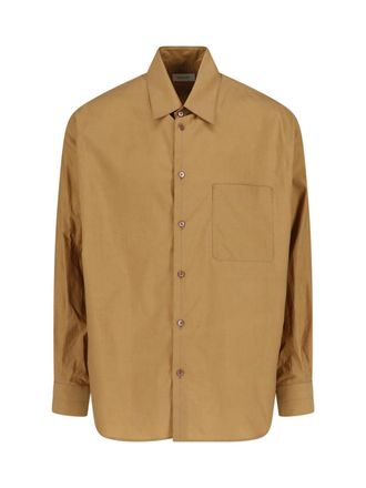 Christophe Lemaire Light Brown Classic Collar Cotton-Silk Shirt