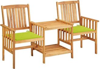 vidaXL Sillas Y Mesita De Jard&iacute;n Con Cojines Madera Maciza Acacia Vidaxl