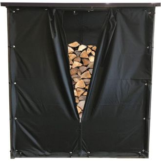 Quick-Star Wetterschutz Set Front Und R&uuml;ckwand F&uuml;r Kaminholzunterstand Xxl 185x70x185cm Pvc Schwarz