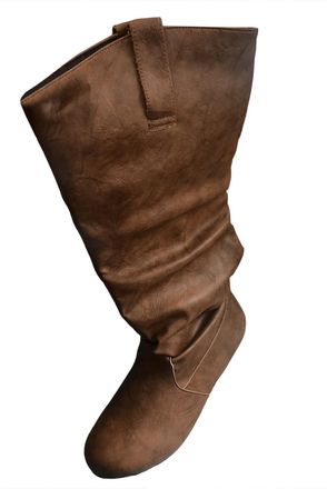 Generic Fashion Womens Mid Calf Boots Winter Flat Slip On Solid Round Toe Casual Boots(Brown, 5.5)