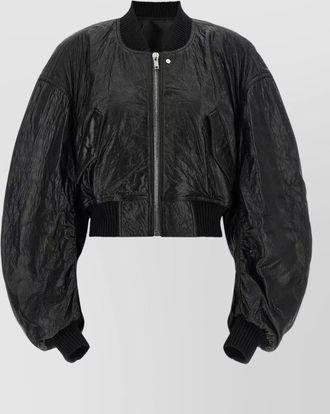 Rick Owens lamb leather cropped bomber jacket