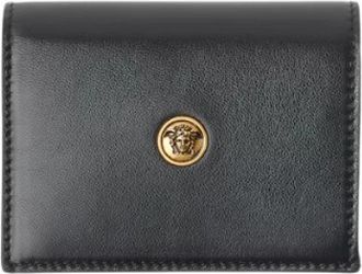 Versace Embl&egrave;me leren portemonnee - Dames - Portefeuilles - Zwart - ONE Size - Leer - Accessoires