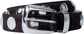 Khaite Leren riem met studs - Dames - Riemen - Bruin - 75 CM - Leer - Accessoires