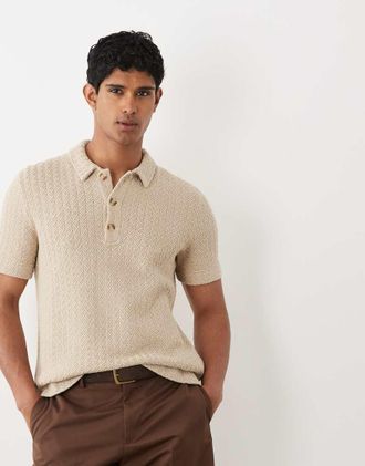 Abercrombie & Fitch Polo a maniche corte in maglia marrone chiaro
