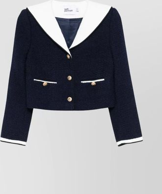 Self Portrait belted waist short jacket with stripe trim