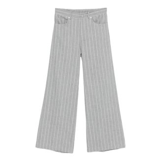PANICALE Wide Trousers, female, Gray, Size: XL Pinstripe Wide-Leg Trousers
