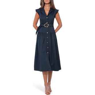 Adelyn Rae Olivia Shirtdress in Dark Navy at Nordstrom, Size X-Large