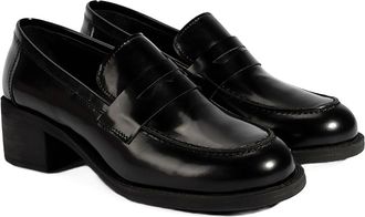 Desa Woman Leather Slip-Ons - Block Heel, Abrasion-Proof Sole, Easy On/Off, Breathable | Black - 36