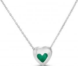 Allurez Heart Emerald Bezel Pendant Necklace 14K White Gold (0.25ct)
