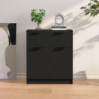 vidaXL Aparador De Madera Contrachapada Negro 60x30x70 Cm Vidaxl