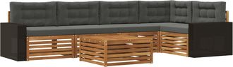 vidaXL Conjunto De Sof&aacute;s De Exterior 6 Uds. Natural Y Antracita Vidaxl