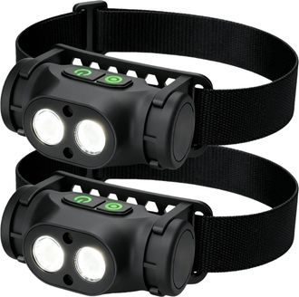 OEM Paquete De 2 Linternas Frontales Led Recargables - Linterna Frontal Recargable - Ajustable A 90&deg; - Sensor Inteligente - 4 Modos Magn&eacute;ticos - Ip66 Tipo