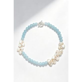 Classicharms Aquamarine & Pearl Choker Necklace in Blue at Nordstrom