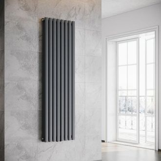 Sonni Sonni Radiador De Vertical Ovalado Antracita Radiador Centro Conexi&oacute;n Doble Capa 1600x475mm