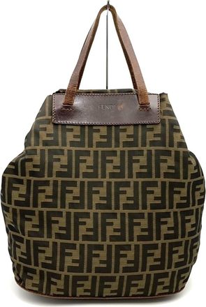 Fendi Zucca Brown Nylon Leather Eco-Bag Handbag Tote Bag (Pre-Owned)
