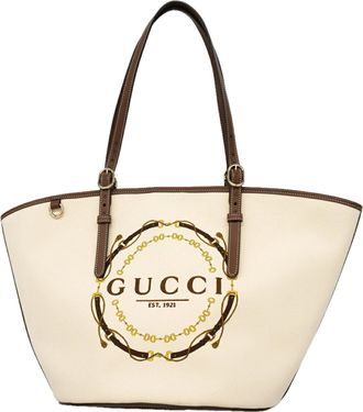 Gucci Ivory Canvas Tote Bag (Pre-Owned)
