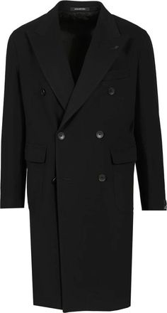 Tagliatore London Double-Breasted Coat - Heren - Mantel - Zwart - XL - Wol - Jassen