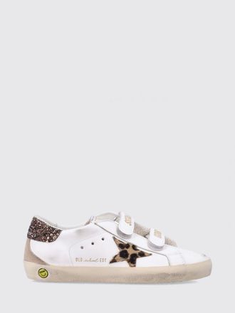 Golden Goose Old School Leather Sneakers for Boys with Animal Print and Velcro