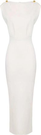 Elisabetta Franchi Full Milano Stitch Avondjurk - Dames - Avondkleed - Wit - S - Leer - Kleedjes