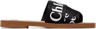 Chlo&eacute; Woody Linen Logo Flat Mules, Brand Size 36 ( US Size 6 )