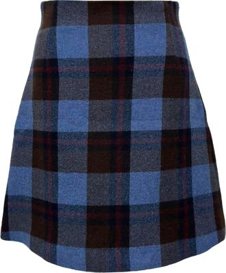 Max Mara Weekend Tabarin Plaid Skirt in Blue Plaid Wool