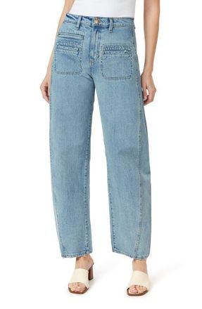 Habitual Evie High Front Patch Ankle Barrel Leg Jeans in Aire at Nordstrom, Size 29