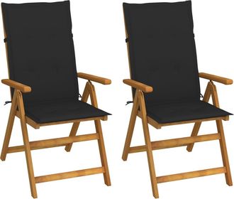 vidaXL Sillas De Jard&iacute;n Reclinables 2 Uds Madera Maciza Acacia Cojines Vidaxl