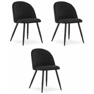 Private Label Lotto di 3 sedie Valora BELLO velluto nero gambe in metallo design