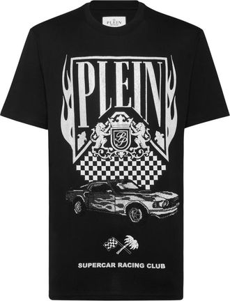 Philipp Plein T-Shirt Round Neck Racing - Heren - T-shirts - Zwart - L - Katoen - Tops